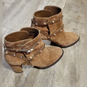 Valentino Garavani Suede Studded Buckle Boots size 41